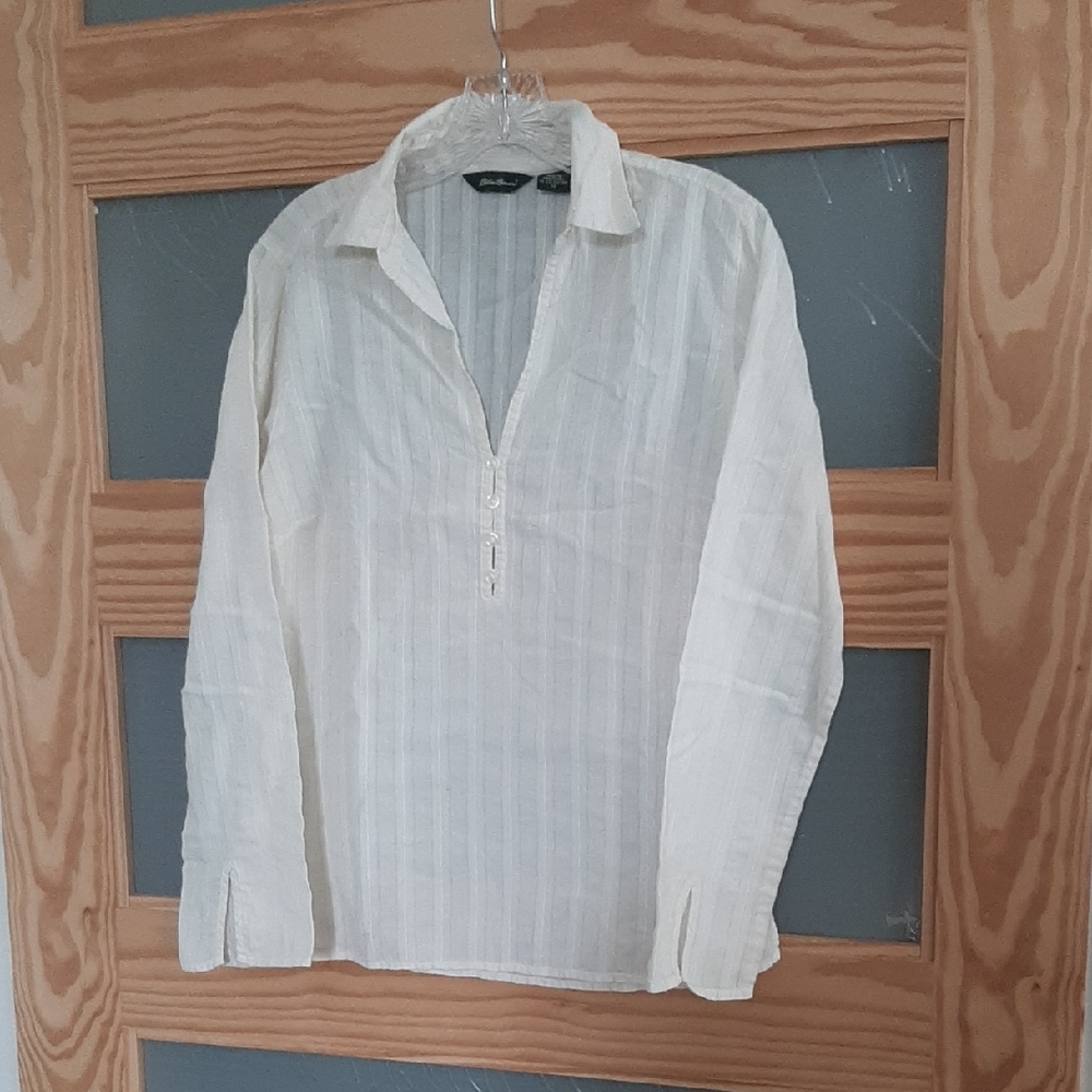 Eddie Bauer White Casual Button Down Shirt